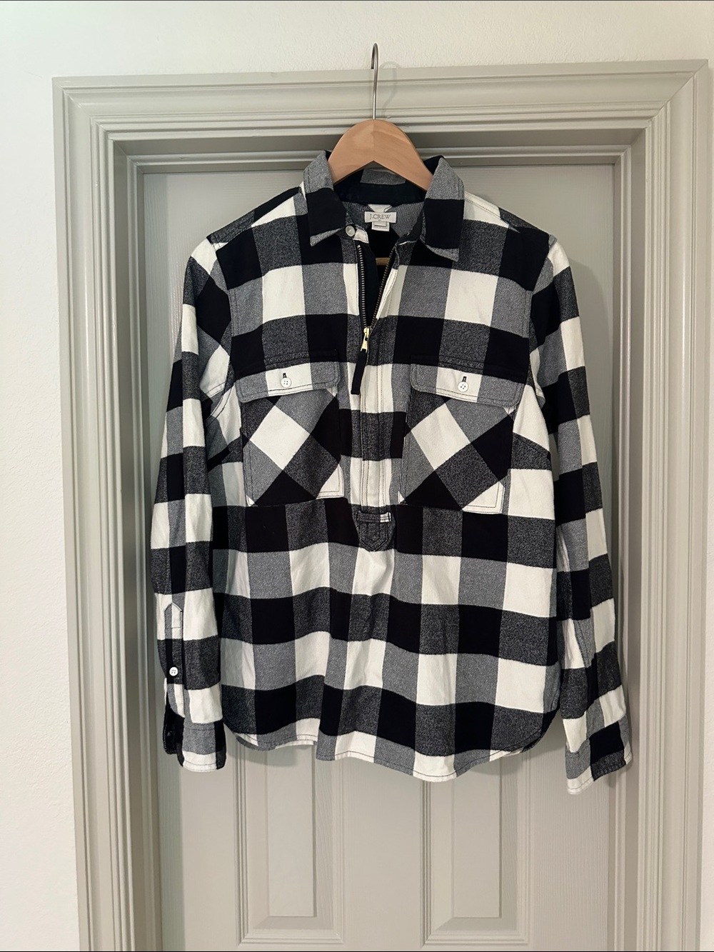 J. Crew Black and White Check Shirt Jacket